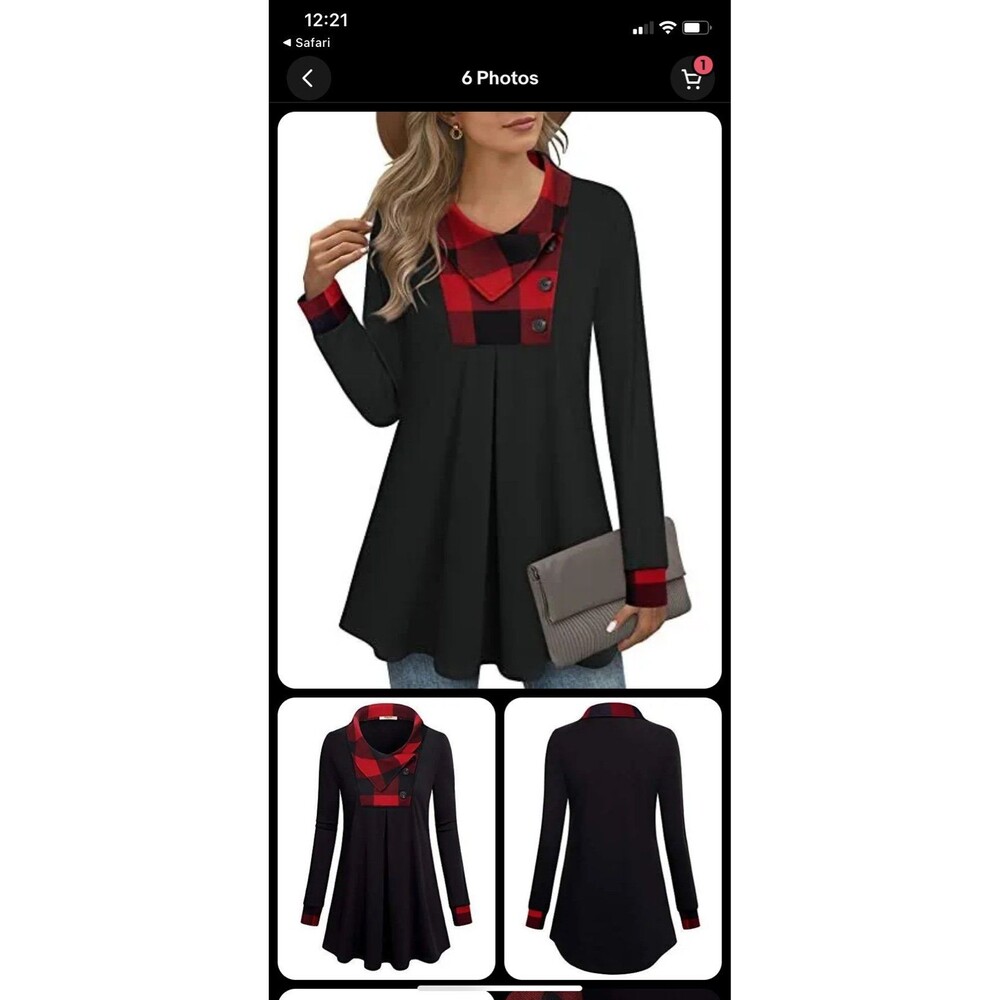 New with tags Sz Small Timeson black and red long sleeve tunic top